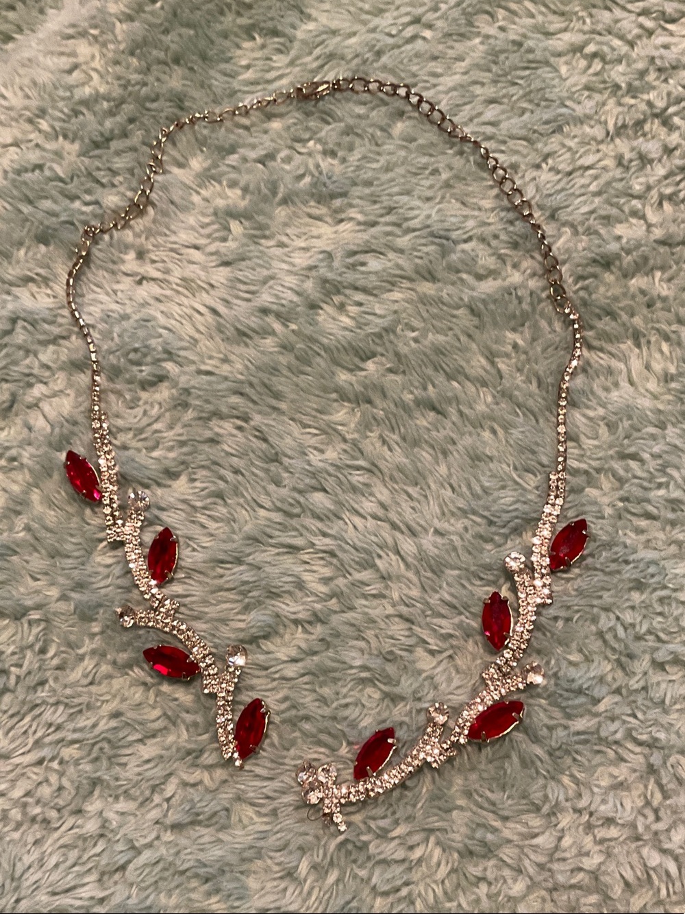 Red Crystal Vine Necklace with Silver-Tone Accents for repair - Women Jewelry